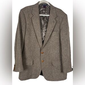 Vintage Wm. F. Farah Wool Gray Tweed Herringbone 2 Button Sport‎ Coat Blazer 44L